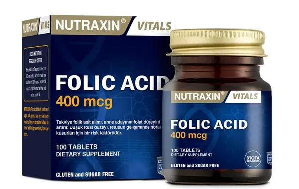 Фолієва кислота Nutraxin Folic Acid 400 мкг, 100 таблеток