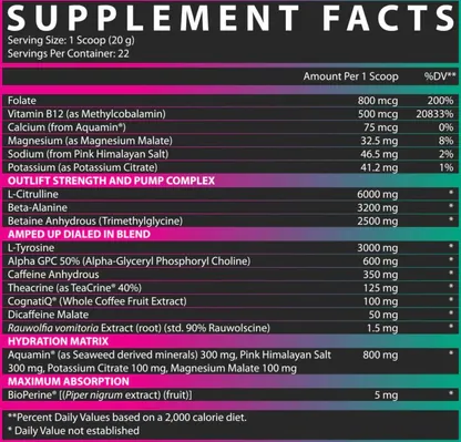 Передтренувальний комплекс Nutrex Research Outlift Amped, полуниця-кавун, 440,3 г