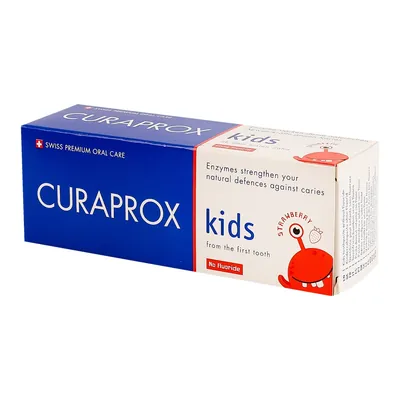 Зубна паста Curaprox Kids дитяча без фтору Полуниця 0+, 60 мл