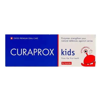 Зубна паста Curaprox Kids дитяча без фтору Полуниця 0+, 60 мл