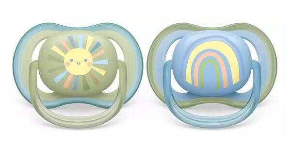 Пустышка силиконовая Philips Avent Ultra Air SCF085/58 ортодонтична, 0-6 месяцев, 2 шт
