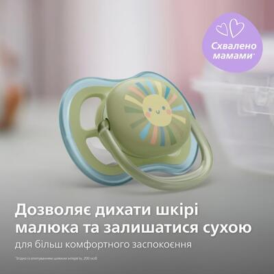 Пустышка силиконовая Philips Avent Ultra Air SCF085/58 ортодонтична, 0-6 месяцев, 2 шт