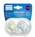 Пустышка силиконовая Philips Avent Ultra Air SCF085/58 ортодонтична, 0-6 месяцев, 2 шт