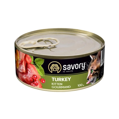 Корм влажный для котят Savory 30679 с индейкой, 100 г