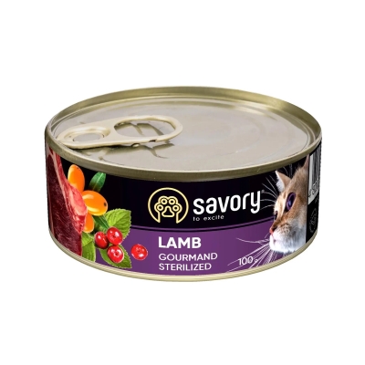 Корм влажный для стерилизованных кошек Savory 30716 с ягненком, 100 г