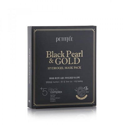 Маска для лица гидрогелевая Petitfee Black Pearl&Gold Hydrogel Mask Pack Черный Жемчуг-Золото 32 г, 5 штук