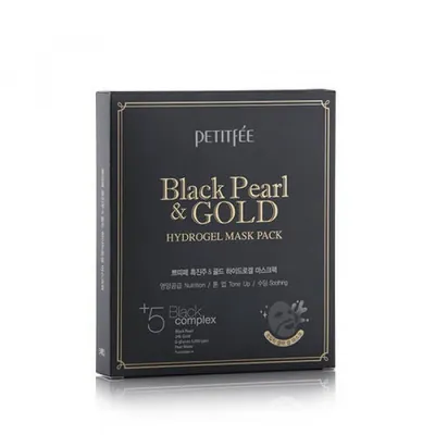 Маска для обличчя гідрогелева Petitfee Black Pearl&Gold Hydrogel Mask Pack Чорний Перли-Золото 32 г, 5 штук