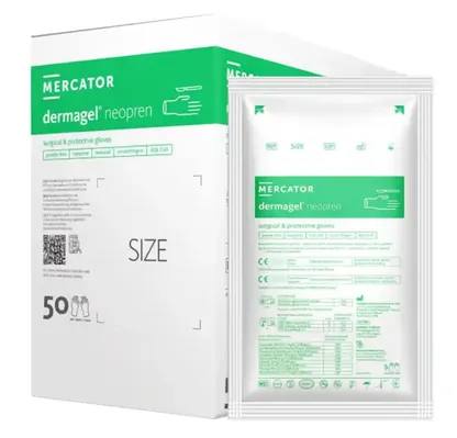 Рукавички хірургічні Mercator Dermagel Neopren неопренові без пудри розмір 7,0 стерильні, зелені, 1 пара