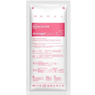 Рукавички хірургічні Mercator Dermagel Gyno латексні без пудри розмір 6,5 стерильні, бежеві, 1 пара