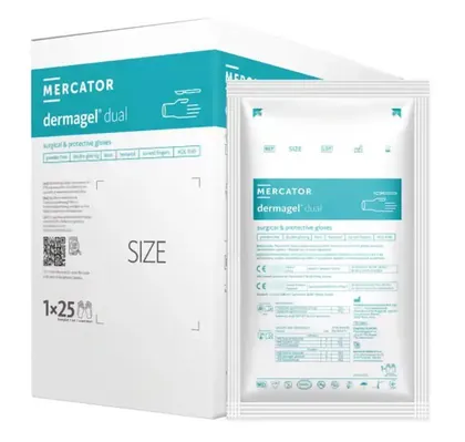 Рукавички хірургічні Mercator Dermagel Dual латексні без пудри розмір 7,5 стерильні, зелені/білі, 1 пара