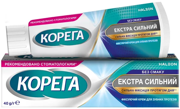 Крем фіксуючий для зубних протезів Корега Екстра Сильний Без Смаку, 40 г