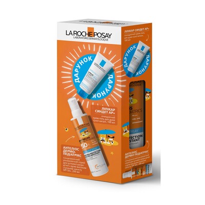 Набор La Roche-Posay Anthelios Dermo-Pediatrics солнцезащитный ультралегкий спрей для чувствительной кожи детей SPF50+, 200 мл + Lipikar Syndet, 100 м