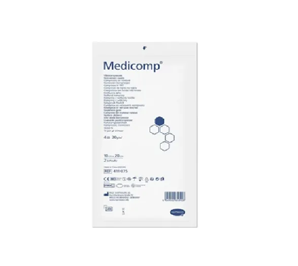 Серветка Medicomp атравматична сорбційна з нетканого матеріалу, 10 см х 20 см, 2 штуки