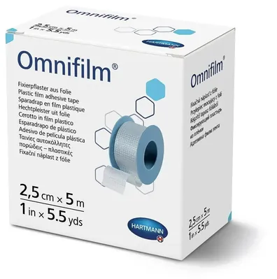 Пластир медичний Omnifilm фіксуючий з прозорої плівки, 2,5 см х 5 м