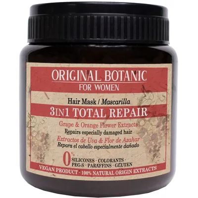 Маска Original Botanic Total Repair 3 в 1 для пошкодженого волосся відновлююча жіноча, 250 мл