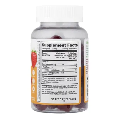 Вітамін D3 Lifeable Kids Vitamin D3 1000 МО для дітей зі смаком полуниці, 60 жувальних цукерок