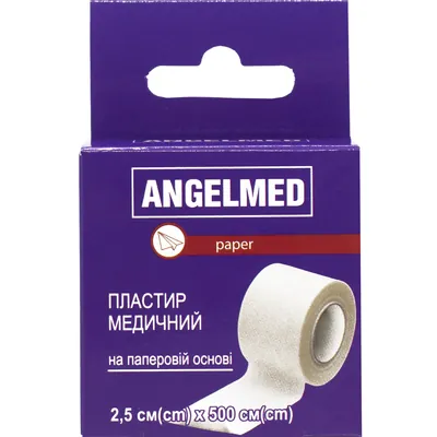 Пластир медичний Angelmed paper на паперовій основі 2,5 см х 500 см, котушка, 1 штука