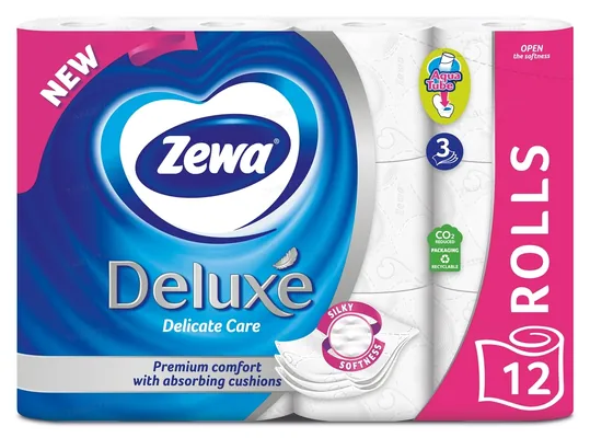 Туалетний папір Zewa Deluxe Delicate Care 3 шари білий, 12 рулонів