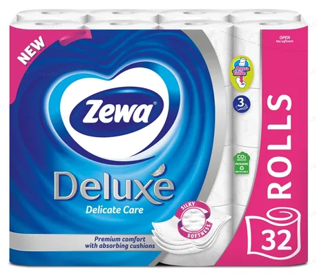 Туалетний папір Zewa Deluxe Delicate Care 3 шари білий, 32 рулони