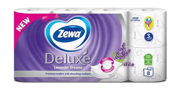 Туалетний папір Zewa Deluxe Lavender Dreams Лаванда 3 шари, 8 рулонів