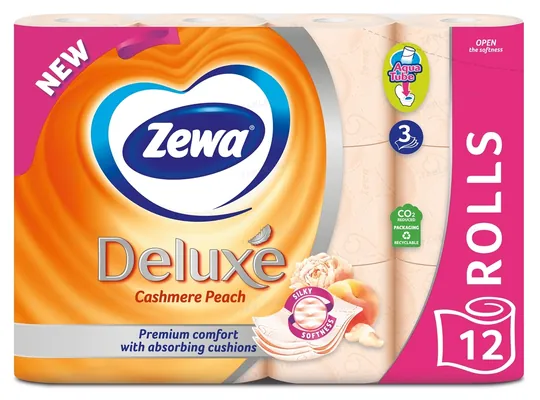 Папір туалетний Zewa Deluxe Cashmere Peach Персик 3 шари, 12 рулонів