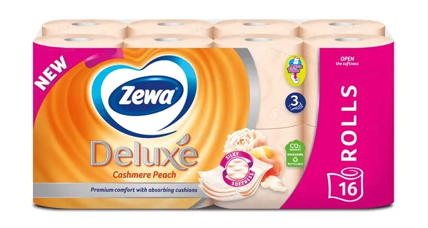 Папір туалетний Zewa Deluxe Cashmere Peach Персик 3 шари, 16 рулонів