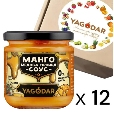 Набор соусов Yagodar манго с медом и горчицей, без сахара для сыра и салатов, 12 шт х 200 г