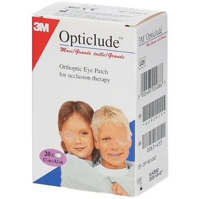 Пластир медичний Opticlude Maxi для очей, неткана основа, бежевий, розмір 5,7 x 8,2 см, 20 штук