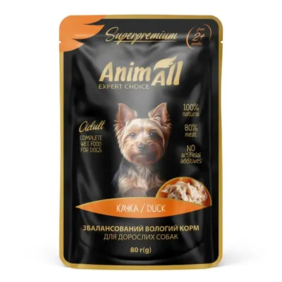 Корм вологий для собак AnimAll Adult качка, 80 г
