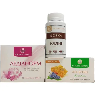 Набір Рослина Карпат (Ледіанорм, Біо-йод organic, Апі-Вітин фітосвічки)