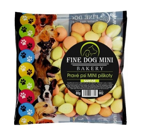 Печенье для маленьких пород собак Fine Dog mini mix Bakery Мини Колор с мукой, злаками и клетчаткой (цветное), 80 г