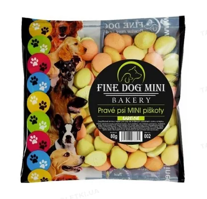 Печиво для маленьких порід собак Fine Dog mini mix Bakery Міні Колор з мукою, злаками та клітковиною (кольорове), 80 г