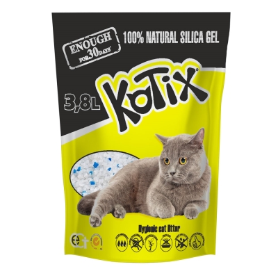 Наполнитель для кошачьего туалета Kotix силикагелевый впитывающий, 3,8 л (1,8 кг)