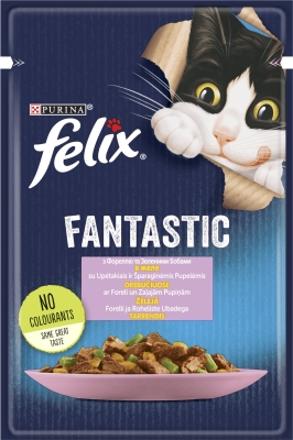 Корм вологий для кішок Purina Felix Fantastic в желе з фореллю і зеленими бобами, 85 г