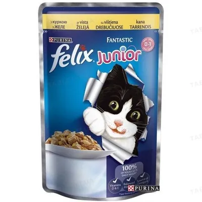 Корм вологий для кішок Purina Felix Junior Fantastic в желе з куркою, 100 г