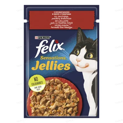 Корм вологий для кішок Purina Felix Sensations в желе з яловичиною та томатами, 85 г