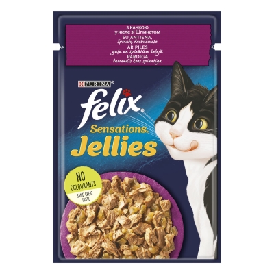 Корм влажный для кошек Purina Felix Sensations в желе с уткой и шпинатом, 85 г