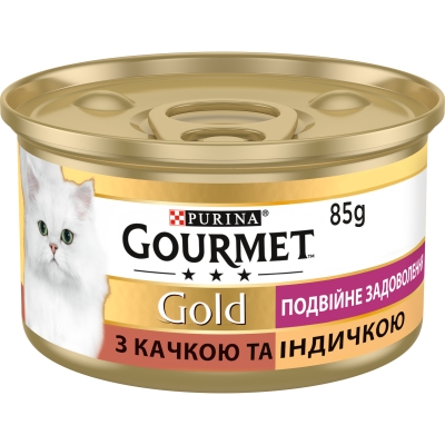 Корм влажный для кошек Purina Gourmet Gold Двойное удовольствие с уткой и индейкой, 85 г