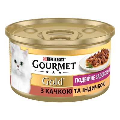 Корм влажный для кошек Purina Gourmet Gold Двойное удовольствие с уткой и индейкой, 85 г