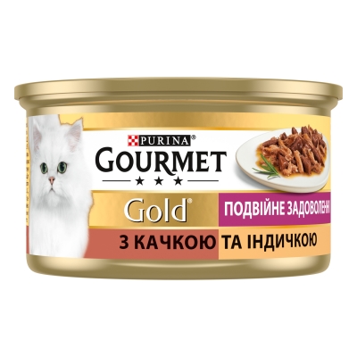 Корм влажный для кошек Purina Gourmet Gold Двойное удовольствие с уткой и индейкой, 85 г