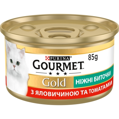 Корм вологий для кішок Purina Gourmet Gold Ніжні биточки з яловичиною і томатами, 85 г