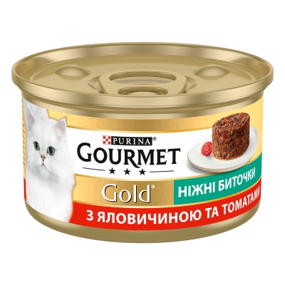 Корм влажный для кошек Purina Gourmet Gold Нежные биточки с говядиной и томатами, 85 г