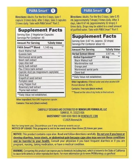 Комплекс для очищення Renew Life ParaSmart Cleansing Formula 15-денна програма вег. капсули №90 + краплі 30 мл