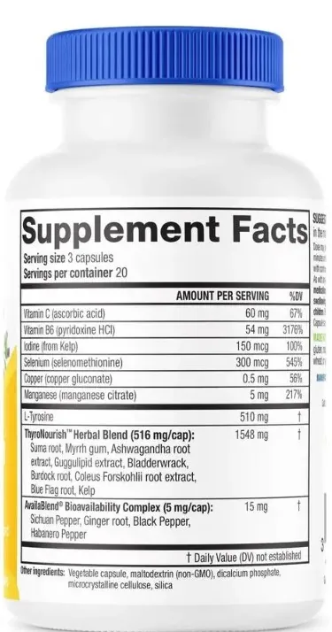 Комплекс для підтримки щитовидної залози RidgeCrest Herbals Thyroid Thrive вег. капсули №60