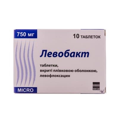 Левобакт таблетки, в/плів. обол. по 750 мг №10