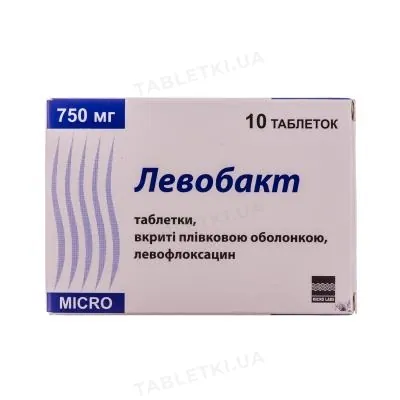 Левобакт таблетки, в/плів. обол. по 750 мг №10