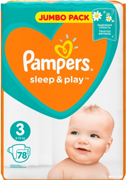 Подгузники детские Pampers Sleep & Play размер 3, 6-10 кг, 78 шт