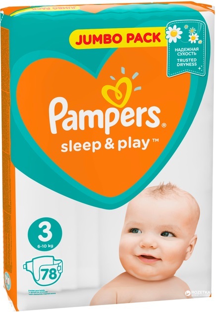 Подгузники детские Pampers Sleep & Play размер 3, 6-10 кг, 78 шт