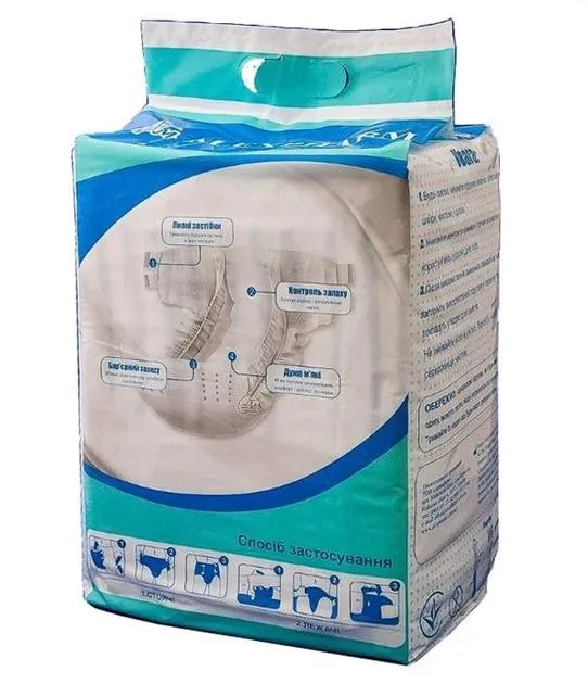 Підгузки для дорослих Alexpharm, Преміум клас, розмір L (91-117 см), 10 штук