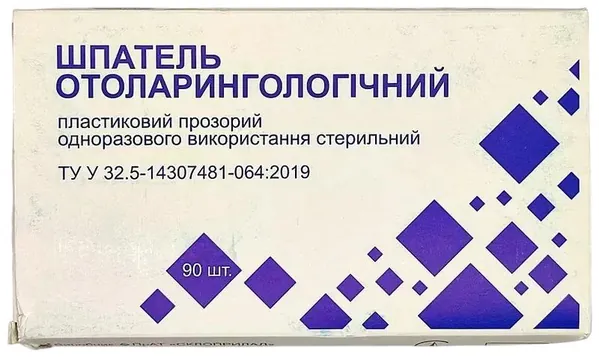 Шпатель отоларингологічний Склоприлад пластиковий, прозорий 150x19x2мм, стерильний, 90 штук